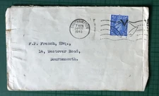 GB GVI 2 1/2d cover May 1945 Victory Bells Slogan cancel On Norwich Union label