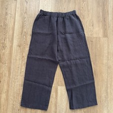 Bryn Walker 100 Linen Wide Leg Lagenlook Full Length Pants Size M Charcoal Gray