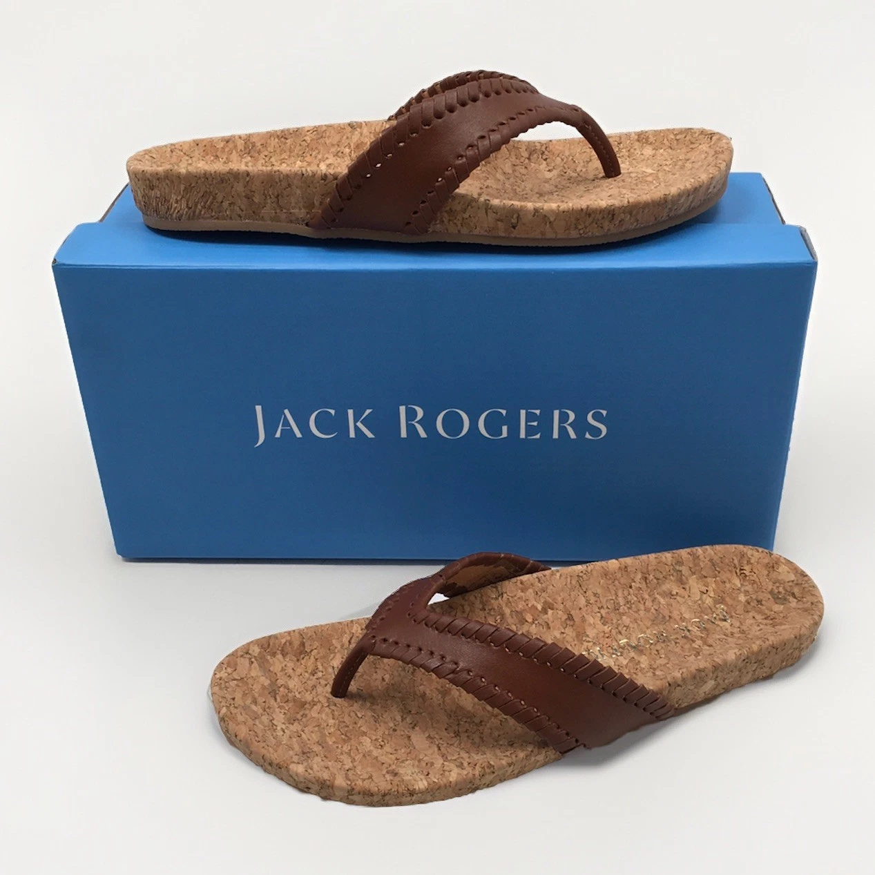 Jack Rogers Women's Thelma Comfort Flip-Flop Mocha/Natural Size 7.5