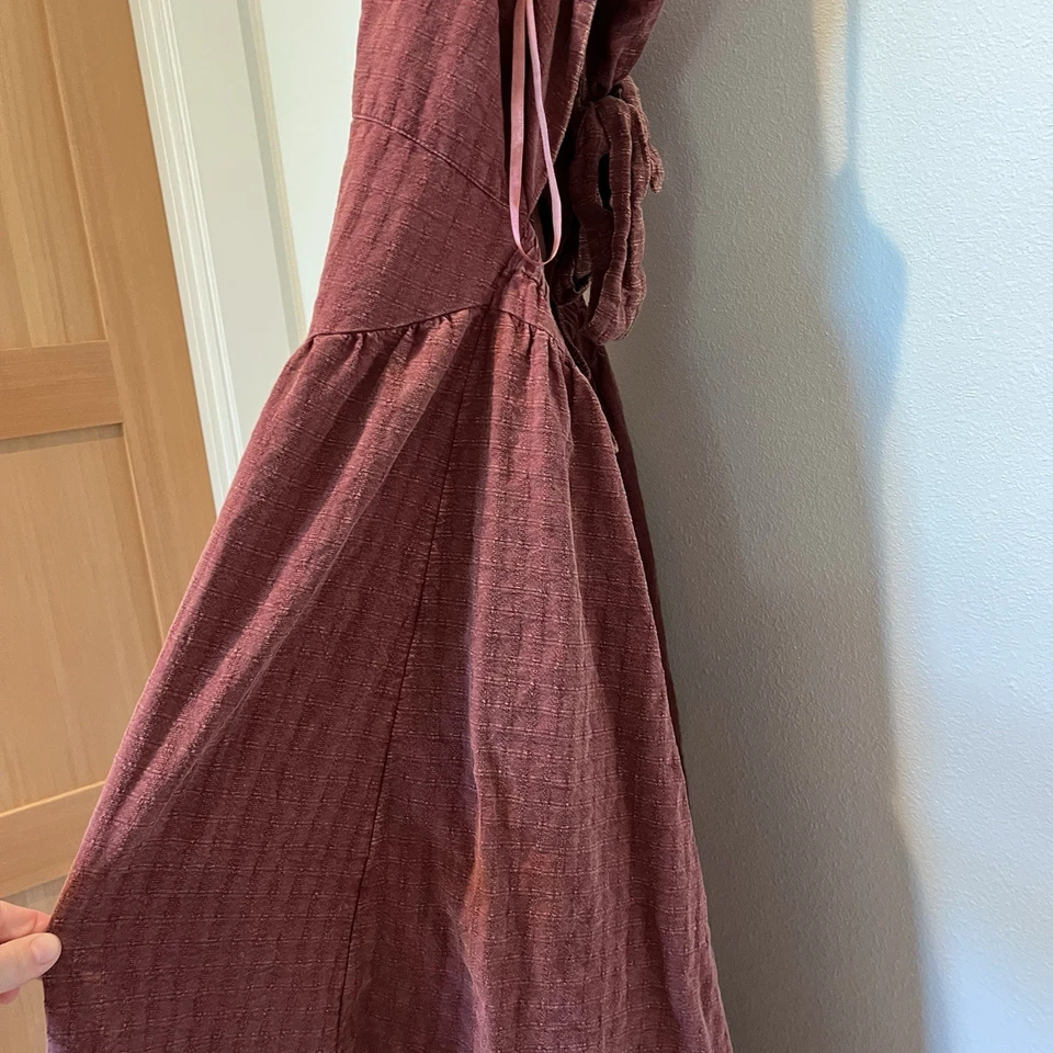 Festi Bohemian Plus Women’s Maroon Red Dress 100% Cotton Bow Maxi Freeppl Anthro - Image 3 of 4