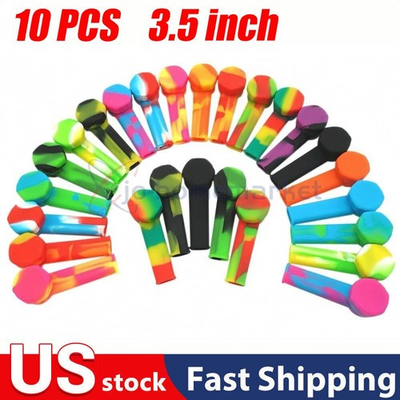 #ad Pack of 10 Silicone Smoking Hand Pipe with Metal Bowl amp;Cap Lid Pocket Pipe $8.99