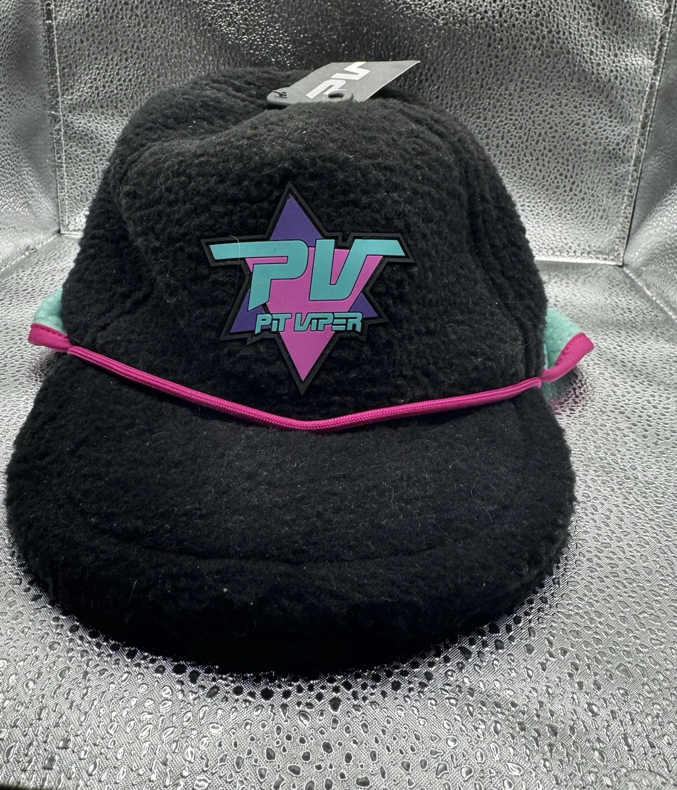 Pit Viper Artificial Speed Fleece Hat Black Pink Teal Adjustable Cap Retro Ski