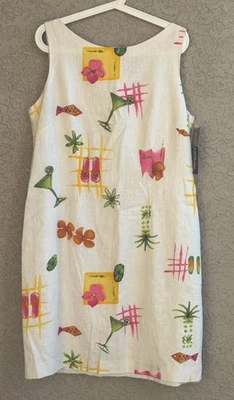 Jessica Howard Womens Dress Midi Linen Blend Martini Tropical Island Size 16 NEW - Image 1 of 4