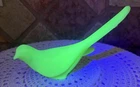 New ListingVintage Fenton Satin  Custard Glass Bird Of Happiness Pale Green Glows