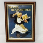 Advertising Tin Sign - Vintage French Bieres de Chartres Waiter Chugging Beer