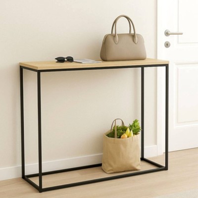 Konsolentisch Schmal Schwarz Metall Modern 100x80x30 cm Sideboard Beistelltisch