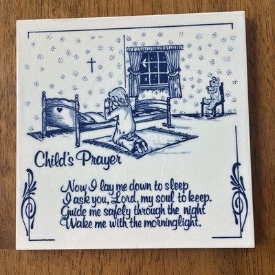 Delft Blauw Blue Tile Child s Prayer Hand Painted Holland