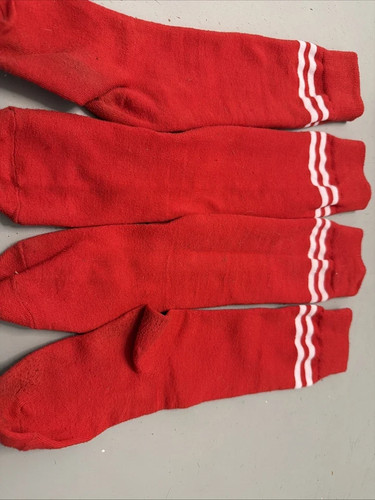 Kids fútbol Soccer Long Socks Knee High Red/white Stripe Baseball Socks 2 Pairs