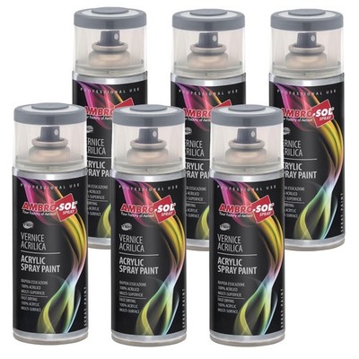 6X Ambro-Sol Sprühdose Lack Spray Glänzend Signalgrau Innen Außen Universell