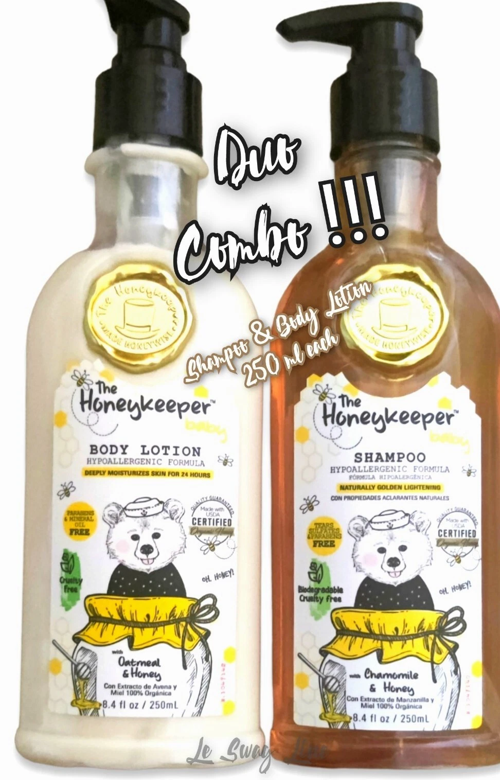 The Honeykeeper Shampoo & Lotion 250ml Each Chamomile & Honey | Champú y Loción