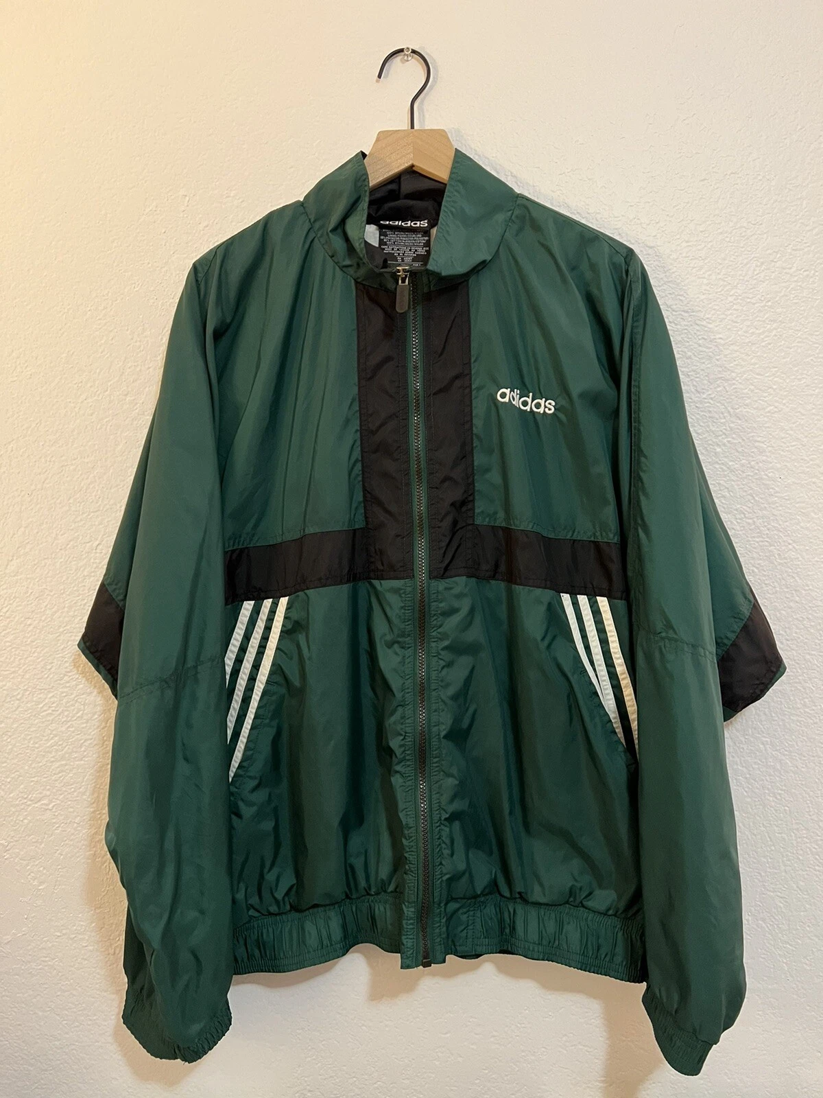 Veste de football Adidas Windbreaker années 1990 taille grande surdimensionnée hip hop années 90 Supreme