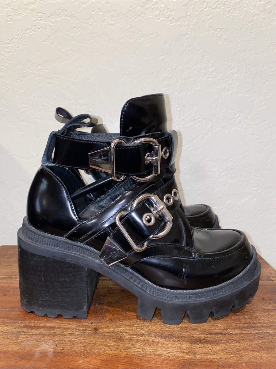 Jeffrey Campbell スタッズミドルブーツ ブラック 37 JEFFREY CAMPBELL LITA SPIKE BLACK LEATHER PLATFORM BOOTS UK