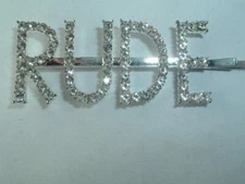 RHINESTONE "RUDE" BOBBY PIN HAIR PIN BARRETTE UP DO HAIR ACCESSORY
