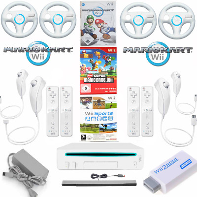 Nintendo Wii Konsole weiß ORIGINAL Remote- Mario Kart Bros Wii Sports mit HDMI