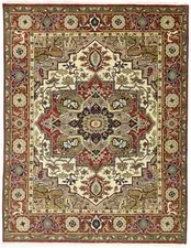 Handmade Scarlet Red Traditional Wool Heriz Serapi Oriental Rug Carpet 8X10 ft