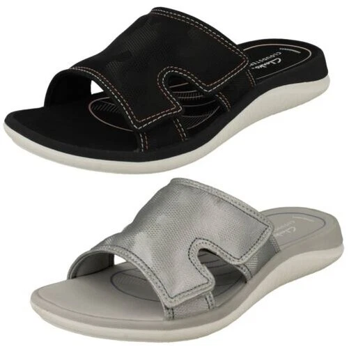 Donna Clarks Cloudsteppers Mulo Estate Passanti Spiaggia Vacanza Con Glide Bay2