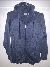 ATHLETA Full Zip Heathered Blue Hooded Sweatshirt Hoodie Women's Medium MINT