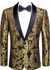 Hi-Tie Stylish Men Suit Jacket Blazer Shawl Lapel One Button Slim Fit Tuxedo M