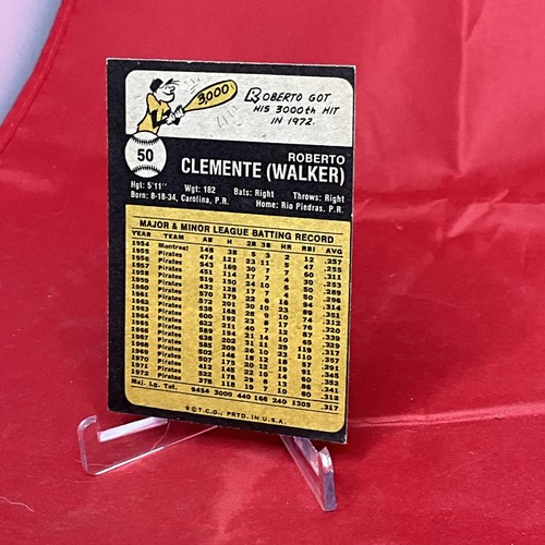 1973 Topps #50 Roberto Clemente MT/NMMT!* CONFEZIONE FRESCA! SUPERFICIE/ANGOLI AFFILATI COME NUOVI - Foto 10 di 12