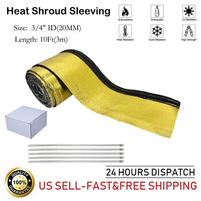 Metallic Heat Shield Sleeve Insulated Wire Hose Cover Wrap Loom Tube 3/4'' 10Ft
