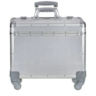 Alumaxx Pilotenkoffer Aktenkoffer groß Trolley Busines vier 360° Rollen silber