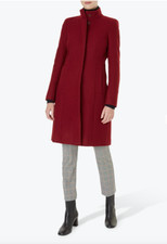 Hobbs Italian Wool-rich Funnel Neck Sleek Athena Wool Blend Coat In Berry Uk 8
