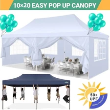 10x20ft Heavy Duty Pop up Canopy Party Tent Waterproof UPF50+ with 6 Sidewalls