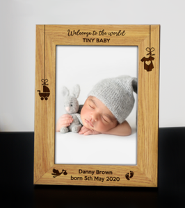 Personnalise En Bois Grave Nouveau Bebe Naissance Nouveau Ne Cadre Photo Premiere Numerisation Cadeau Ebay