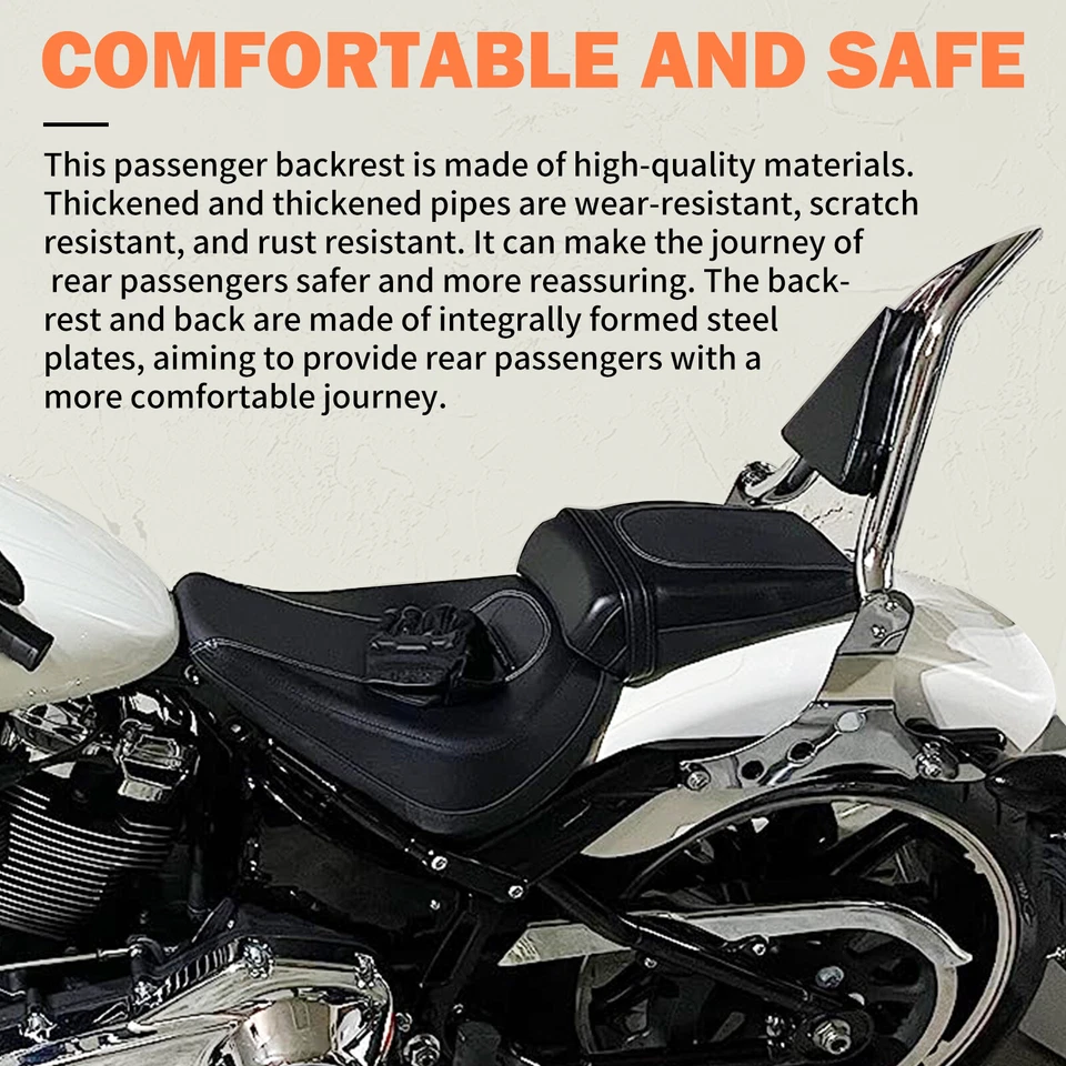 Respaldo de pasajero desmontable cromado barra Sissy para Harley Fat Boy Breakout 13-23 Foto 4 de 4
