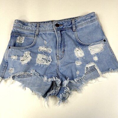 Trafaluc Zara Women's Jean Short Shorts Size 02 Distressed Blue - Main Image
