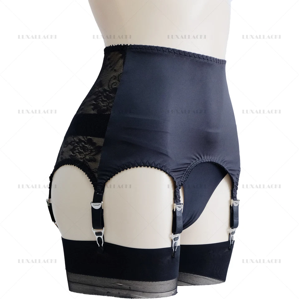 Luxallacki Classic Satin Lace Garter Belt 6 Straps Sexy Waist Girdle (3 Colors) - Image 4 of 4