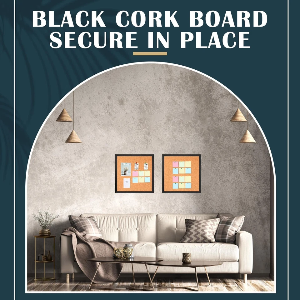 6 Pcs Small Cork Bulletin Board 12 x 12, Framed Corkboard 1/2 Thick Vision Bo... - Image 4 of 4