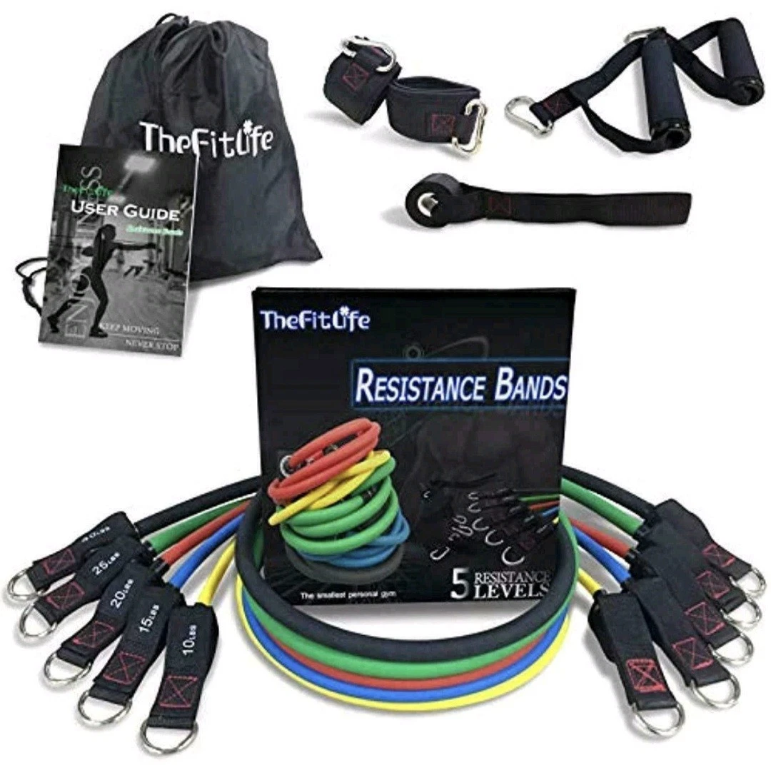 NEW The Fit Life Exercise Resistance Bands with Handles 5 Fitness Bands