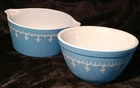 Vintage Pyrex Snowflake / Garland Bowl 1.5 Pint & 1 Qt Baker #473
