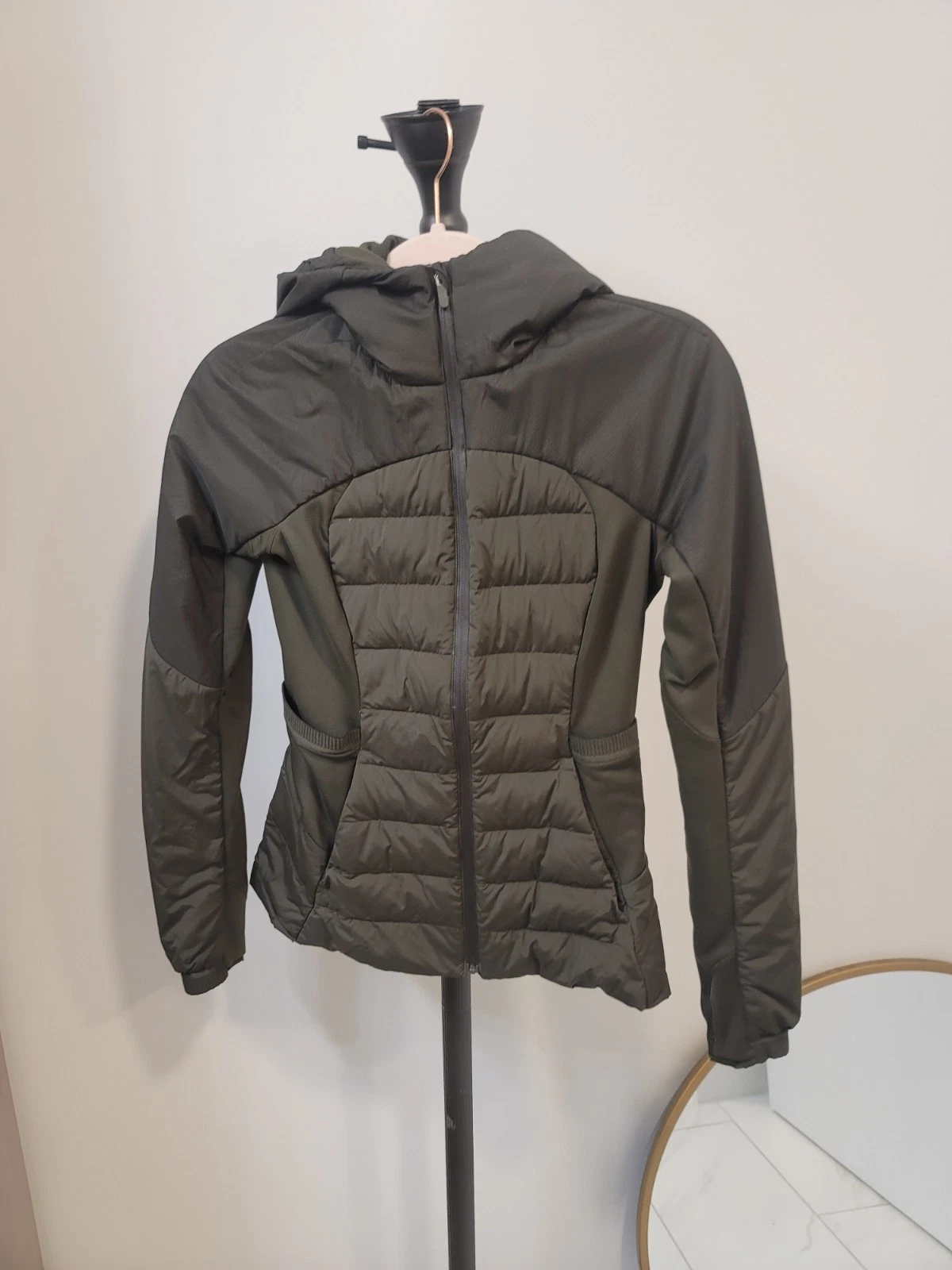 Lululemon Down For It All Jacket Size 4 Dark Olive Green Full Zip
