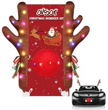 Christmas Reindeer Car Kit - Antlers  Nose for Decorations, Sturdy Rudolph R...