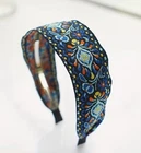 Blue Floral Embroidered Ribbon Headband Bohemian Festival Hair Accessory