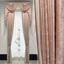 luxury European Embroidery valance shade pink lace Velvet curtain tulle M1784