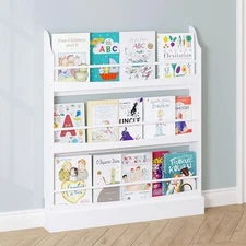  Kids Bookshelf, 3 Tiers Book Shelf and Storage for Kids Rooms, 3 shelves White