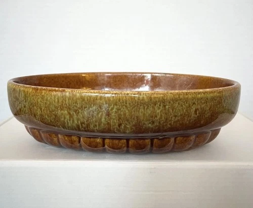 Haeger MCM Pottery 8” Brown Green Drip Glaze Planter Bowl USA Mid Century