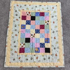 Handmade Baby Quilt Baby Animals 42x34 inches Yellow