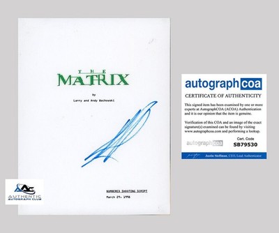 KEANU REEVES AUTOGRAPH SIGNED THE MATRIX MOVIE SCRIPT ACOA COA | eBay