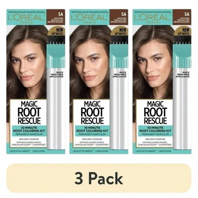 (3-Pack) L'Oreal Magic Root Rescue 10-Min Hair Dye (5A Medium Ash Brown Shades)