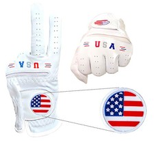 Flag USA Golf Glove - 100 Cabretta Leather Left Right Hand Golfer Weather Gr...