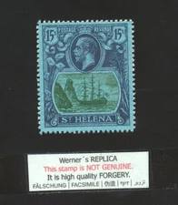 FORGERY - Werner's FORGERY/REPLICA - St. Helena 1922 15s grey and purple
