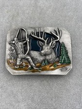 Bergamot Big Buck Deer Belt Buckle 1990 Nice Pewter Buckle Made In USA