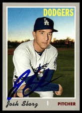 2019 Topps Heritage Baseball Card Josh Sborz RC Los Angeles Dodgers #696 Signed