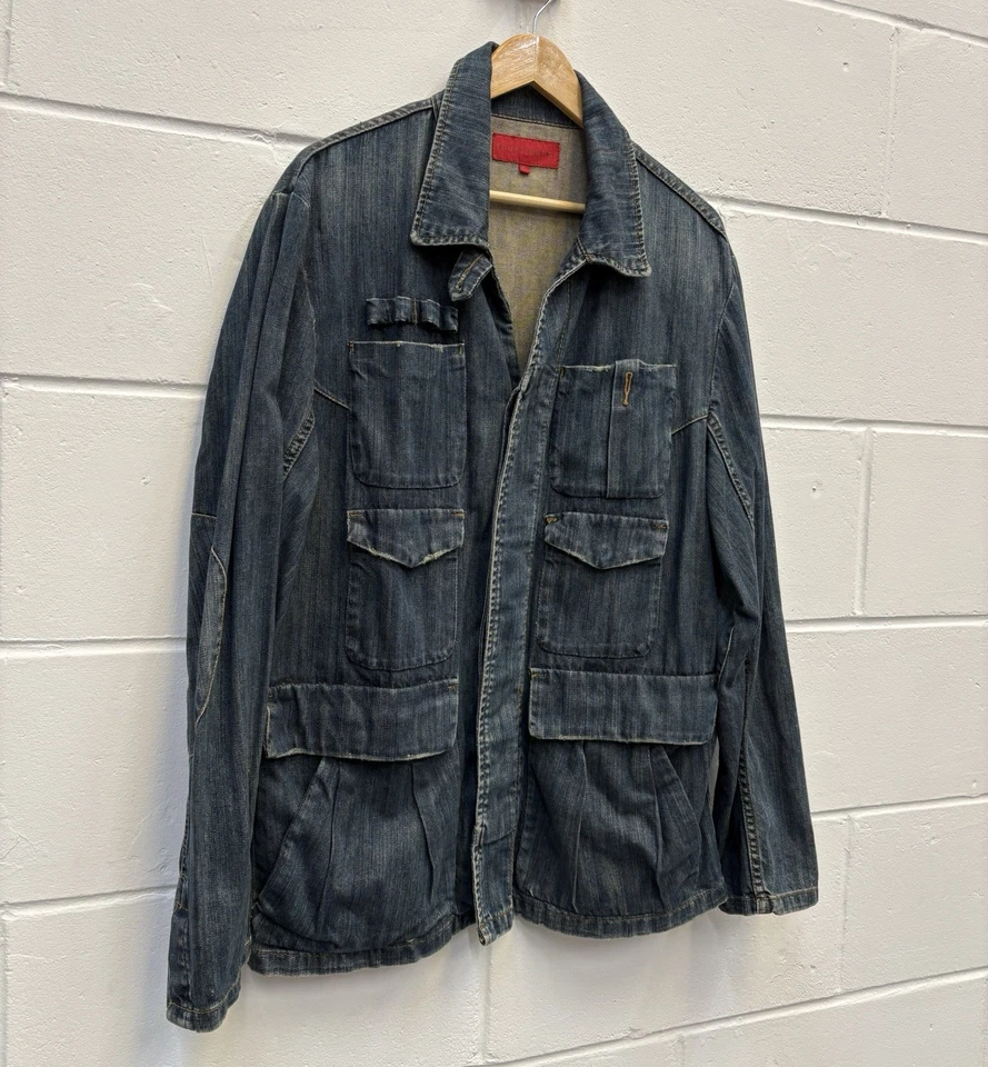 Chaqueta utilitaria vaquera FCUK XL - Ropa de trabajo vintage estilo tareas Foto 3 de 4