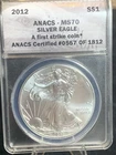 U.S. Mint 2012 American Eagle Silver 1 oz ANACS MS70 Coin