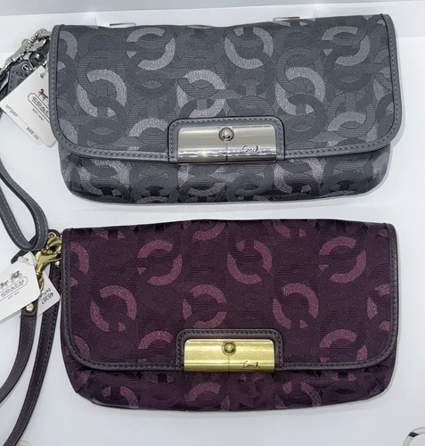 Frizione Coach Kristin Chainlink Signature Large Wristlet 46367 convertibile nuova con etichette